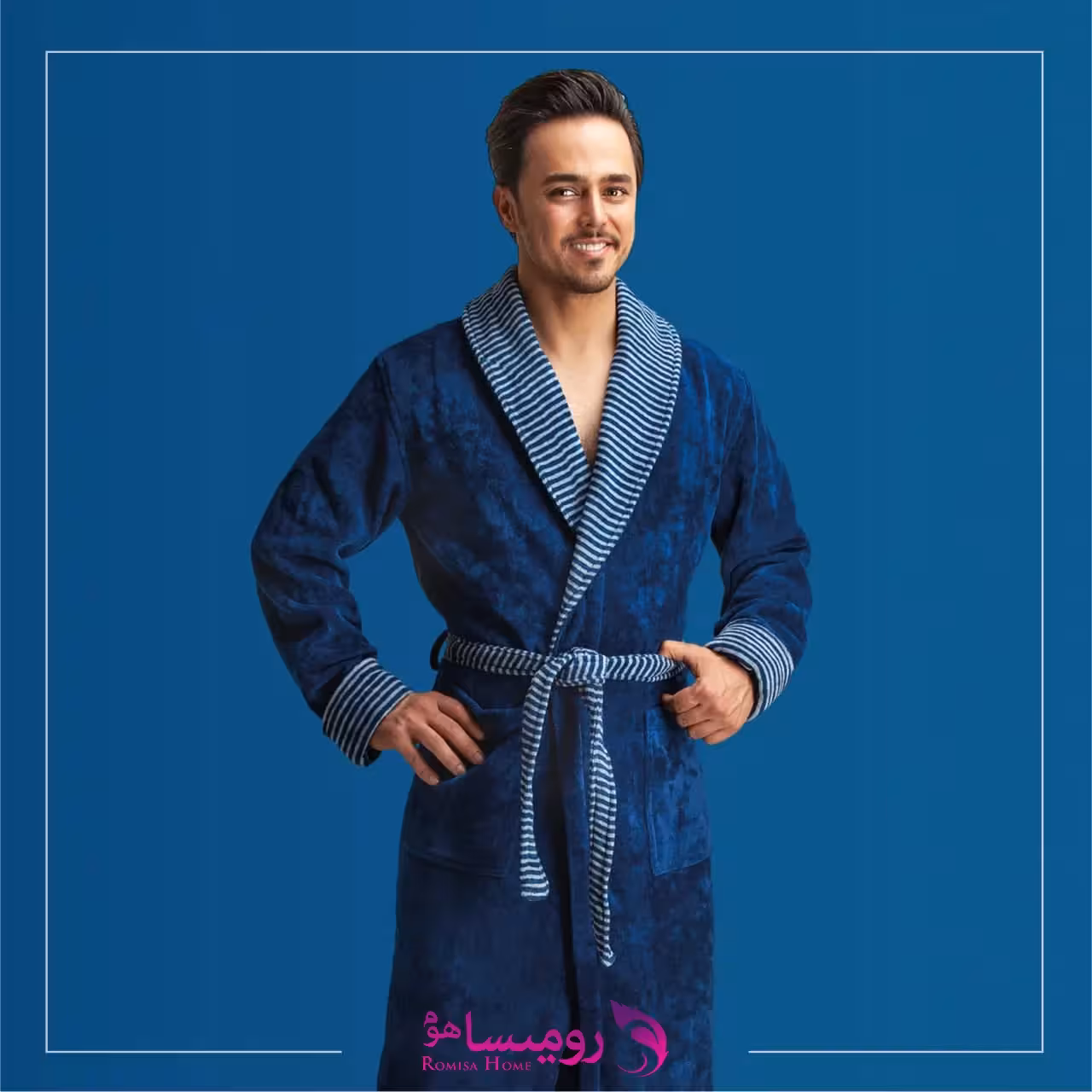 قیمت و خرید حوله پالتویی طرح کلاسیک سرمه ای برند پودایران