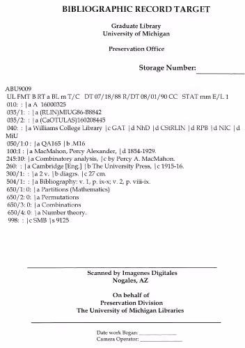 خرید و دانلود نسخه کامل کتاب Combinatory Analysis -Volume 1