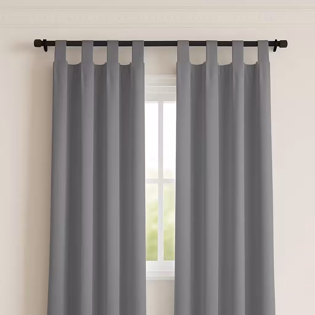 پرده بندینک‌دار کتان دودی