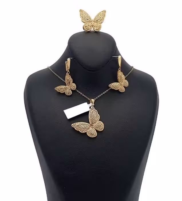 ست طلا زنانه 18 عیار مدل پروانه - 13.5 گرم