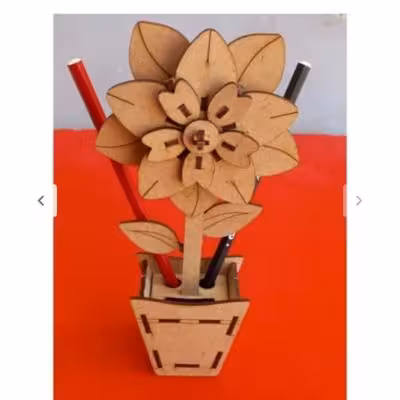 پازل سه بعدی چوبی گلدان جاقلمی