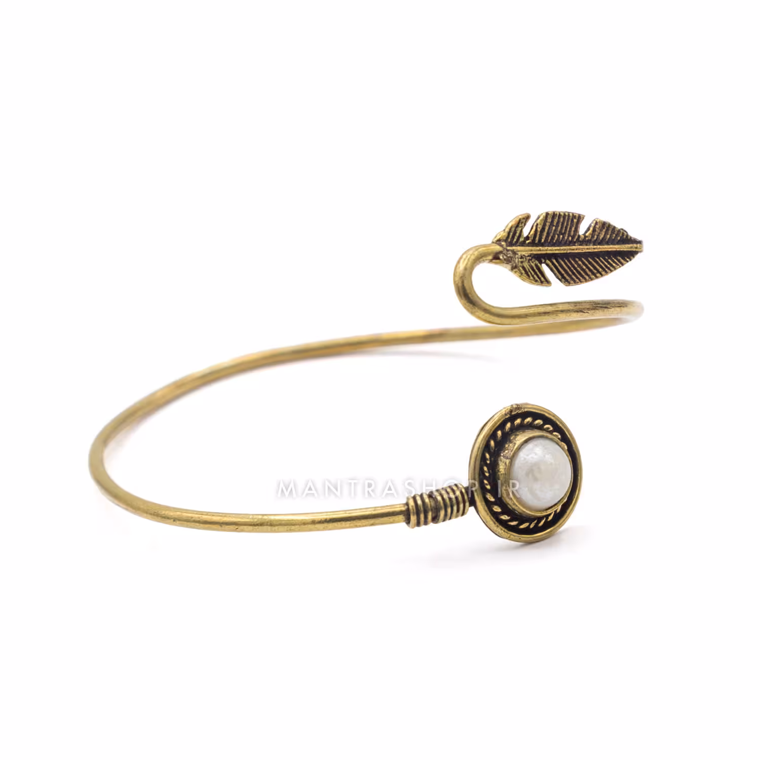 دستبند النگویی با سنگ کریستال کوارتز کد 436