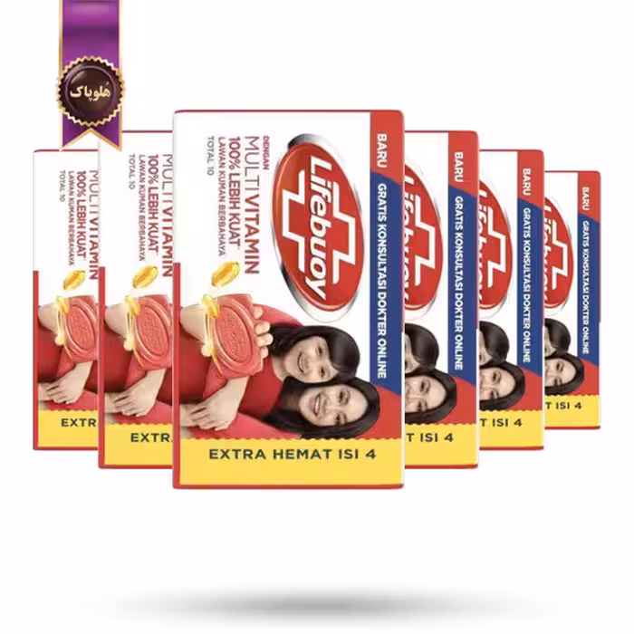 6 بسته صابون آنتی باکتریال لایف بوی lifebuoy مدل مولتی ویتامین 10 multivitamin total پک 4تایی   (اورجینال)