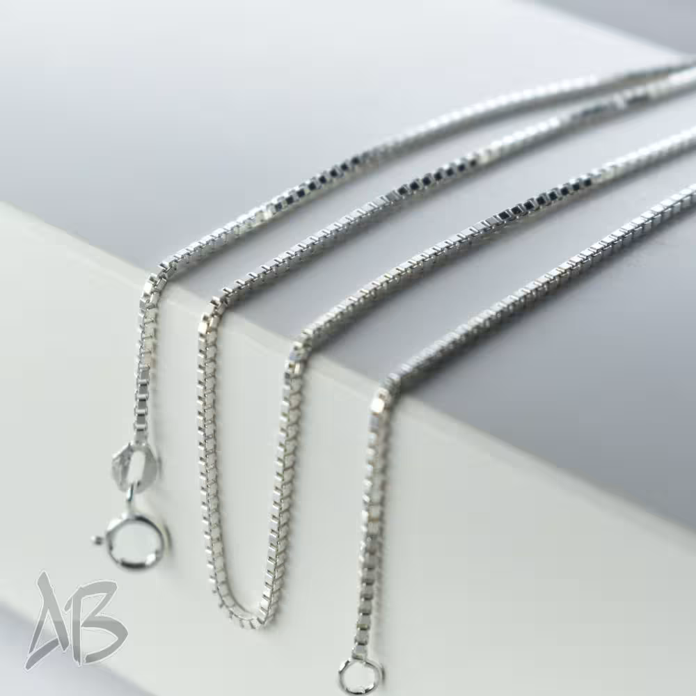 زنجیر نقره ونیزی زنانه عیار 925 طرح Box Chain آقابزرگ