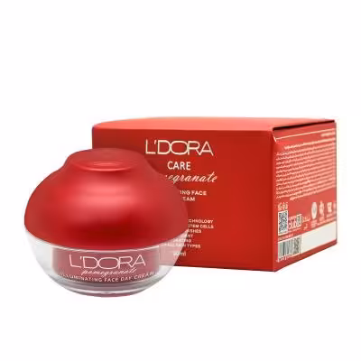 کرم روشن کننده روز صورت و گردن انار مناسب انواع پوست لدورا، 50 میلی