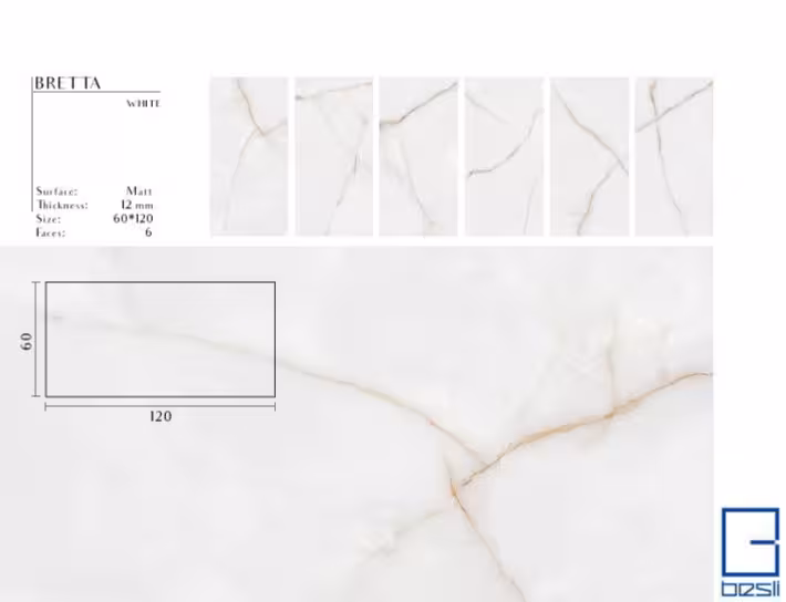 سرامیک بسلی Bretta White برتا سفید 120*60