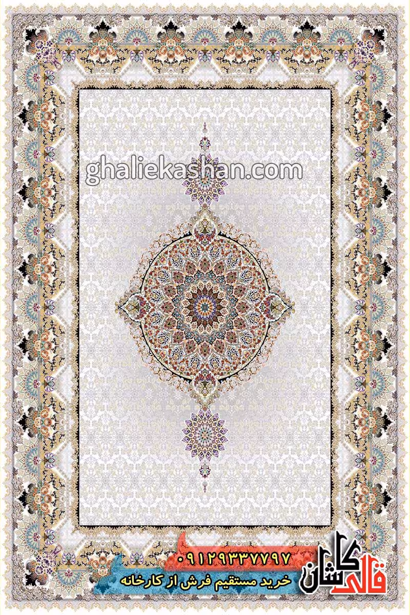 فرش 1000 شانه طرح کادو زمینه کرم کاشان