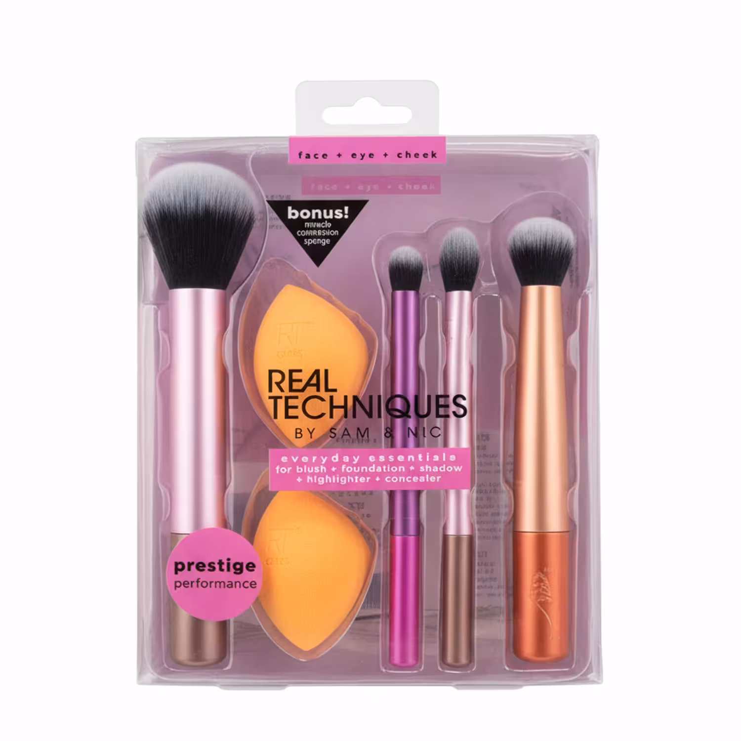 ست براش آرایشی 4 عددی ریل تکنیکس به همراه دو پد آرایشی | Real Techniques Set Brush Pack of 4 with 2 Cosmetic Pads