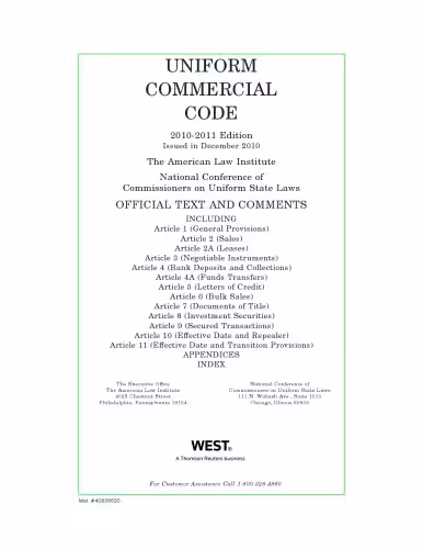خرید و دانلود نسخه کامل کتاب Uniform-Commercial-Code 2011 UCC
