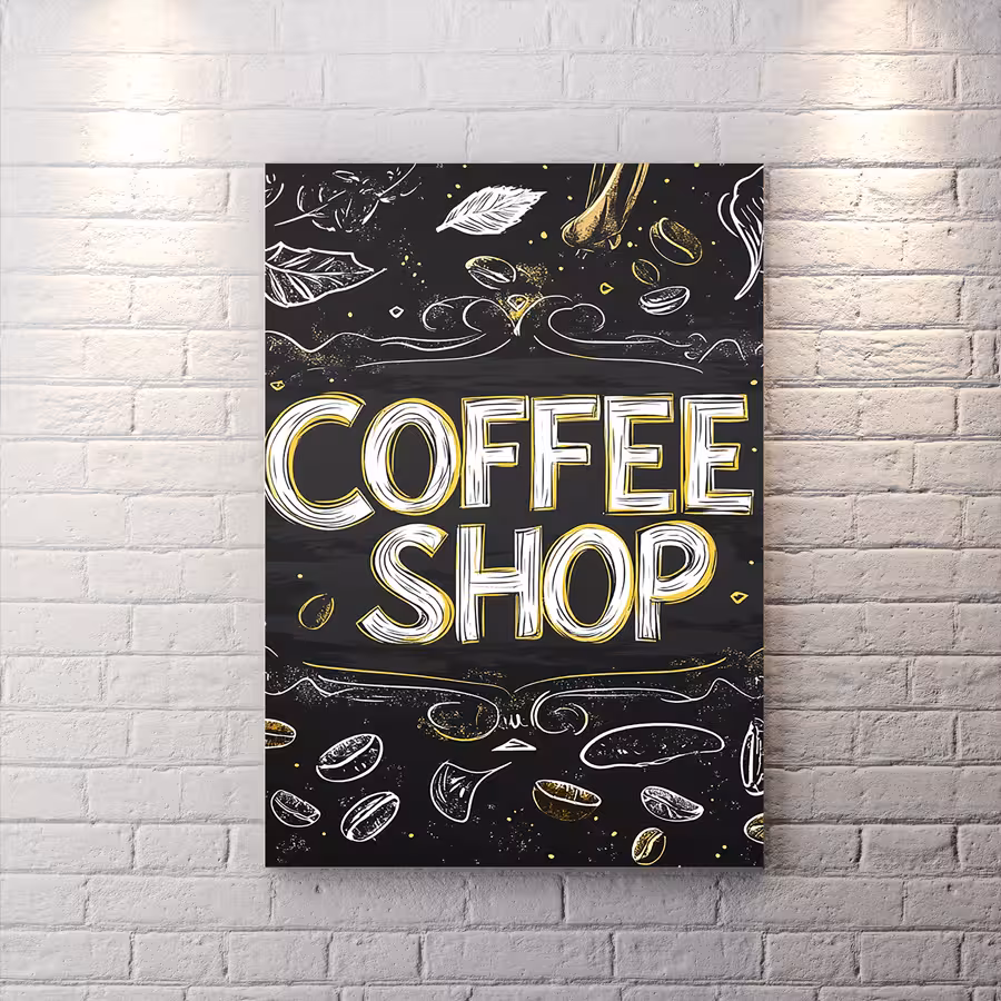 تابلو دکوراتیو برای کافه طرح تایپوگرافی کافی شاپ HQCs-2641