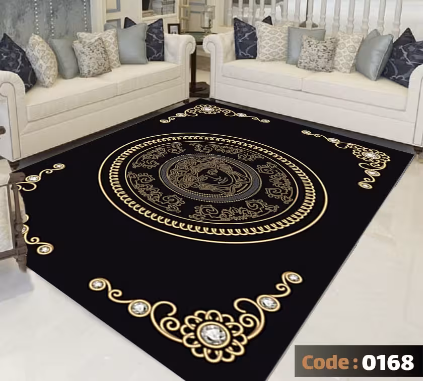 کاورفرش روفرشی دورکشدار گوشه لیفه ای لاکی ، آبی و متنوع کد 0168