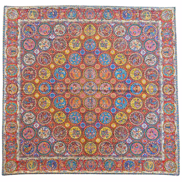 رومیزی مربع ترمه ابریشم کد TRM175