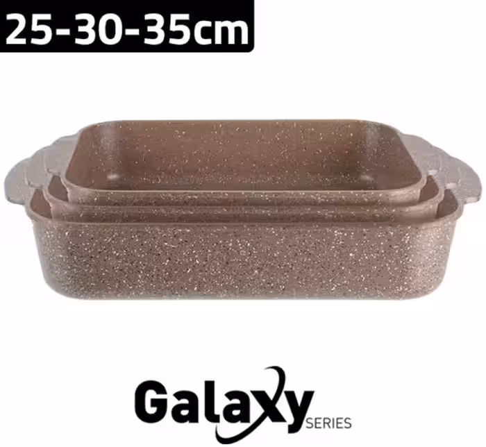 سرویس سینی فر ( ظرف فر ) گرانیتی مربعی سه تایی مدل 8307 زیو ترکیه / ZIO ZOT-8307