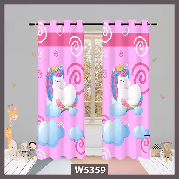 پرده پانچی دخترانه صورتی یونیکورن کد W5359