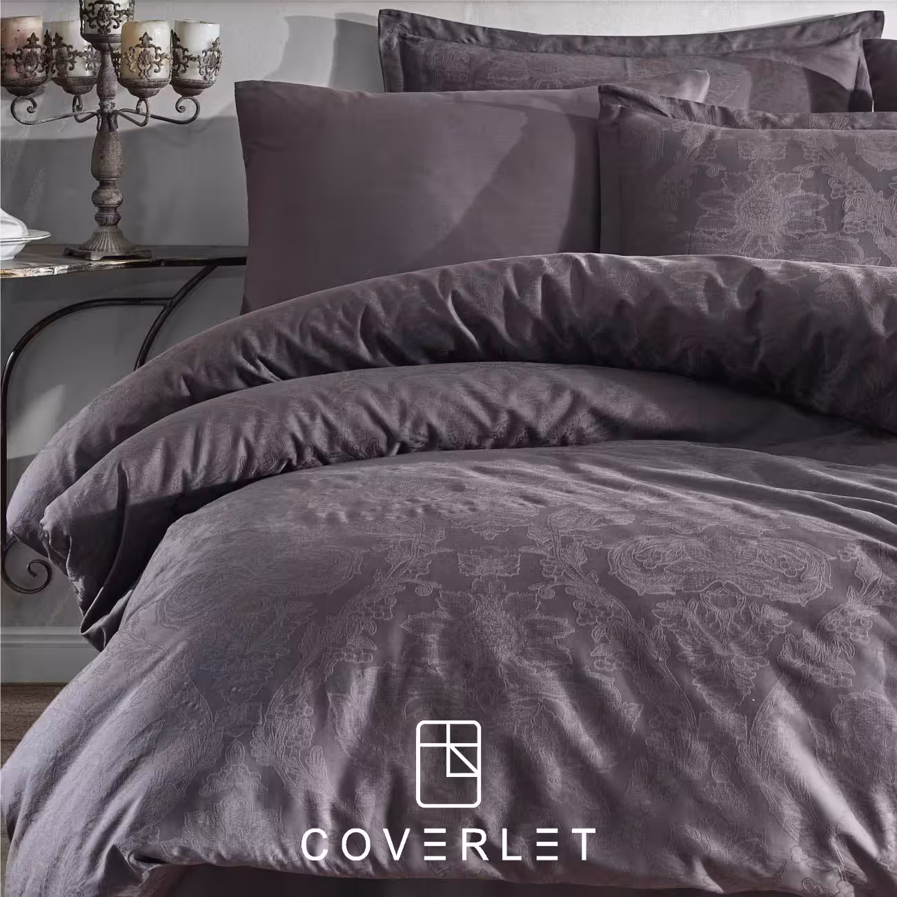 روتختی خاکستری کاوری طرح‌دار دونفره مدل Arven