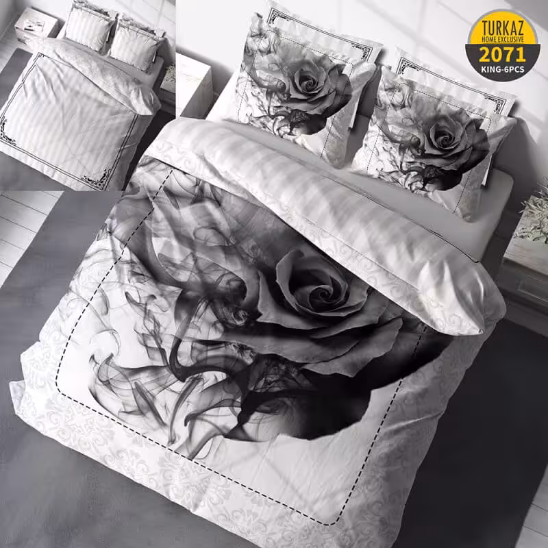 سرویس روتختی طرح رز سیاه برند Turkaz دو نفره کد 2071