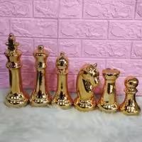 شطرنج 6تایی رنگ ثابت آبکاری سایز بزرگ