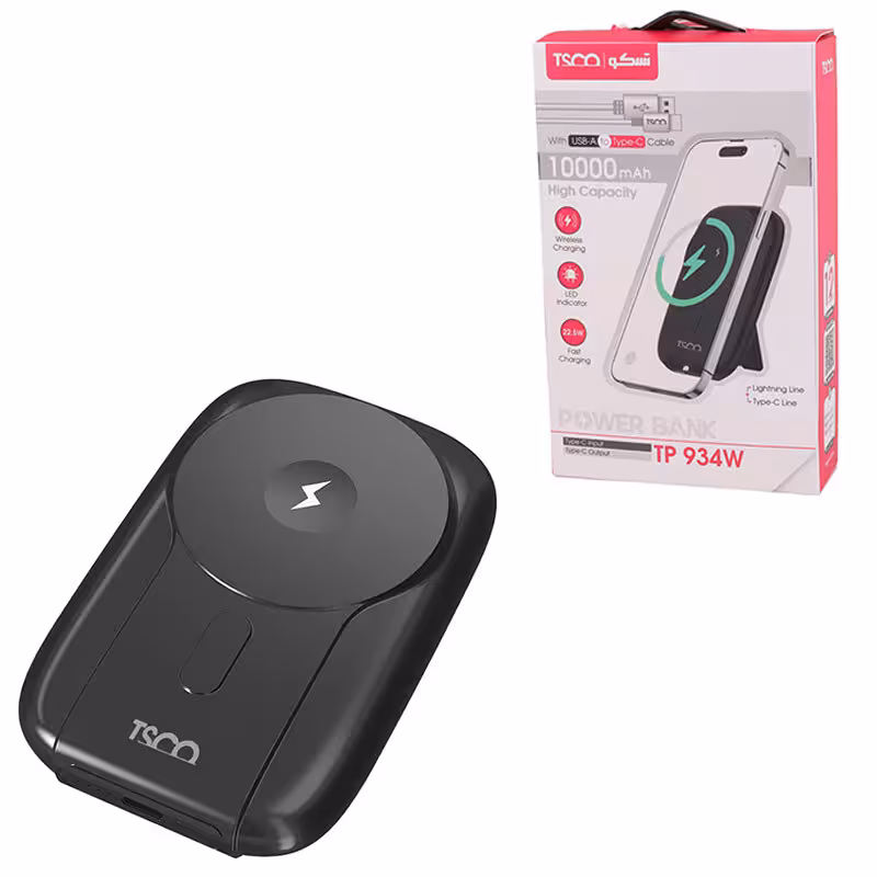 پاور بانک بی سیم فست شارژ تسکو TP 934W PD 22.5W ظرفیت 10000 میلی آمپر ساعت