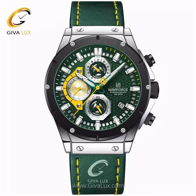 ساعت مچی مردانه بند چرم نوی فورس NF8027