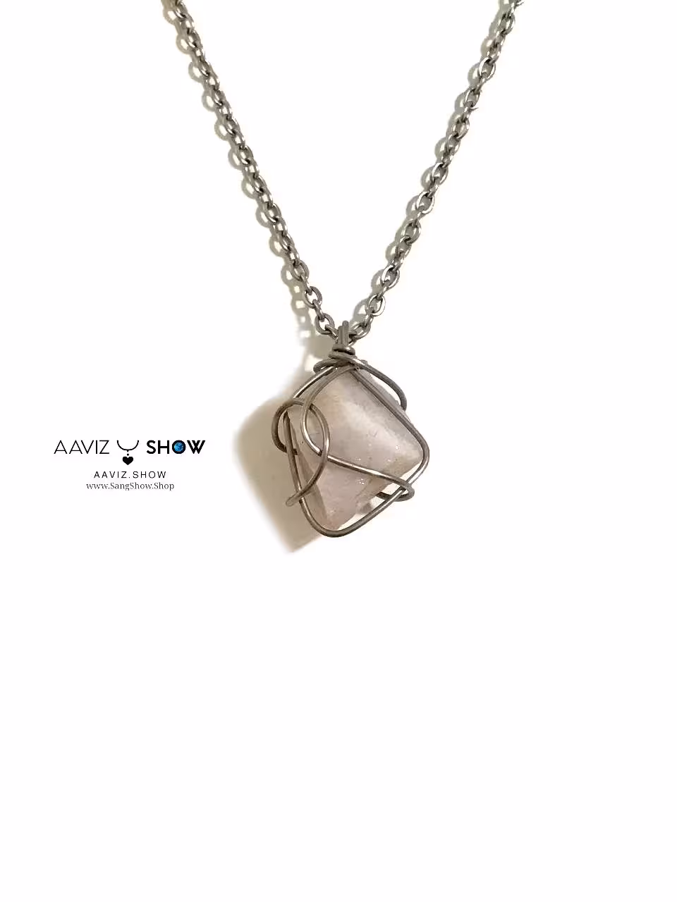 گردنبند راف رزکوارتز با قاب مفتولی ویژه A923