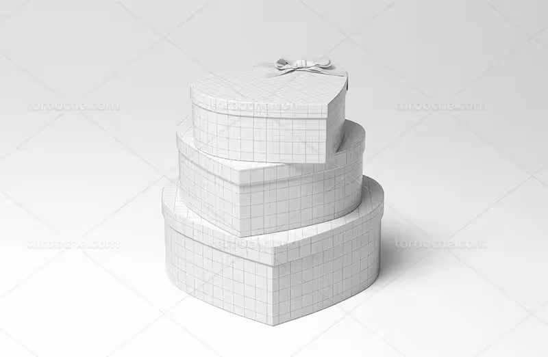 موکاپ لایه باز جعبه قلبی | گرافیک با طعم تربچه