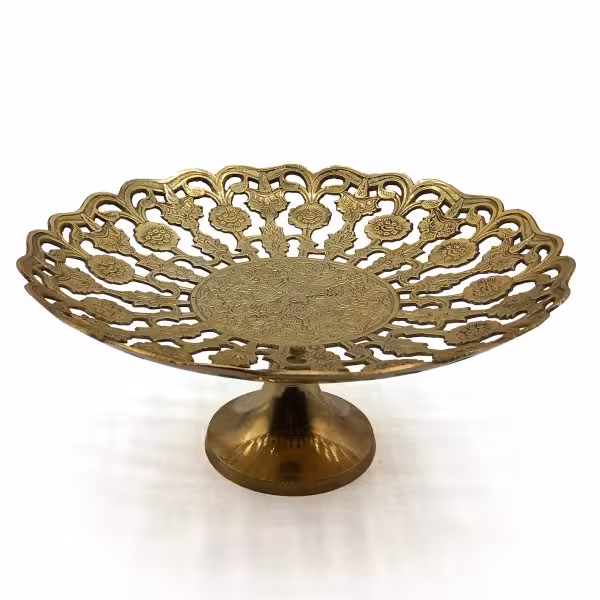 شیرینی خوری برنجی هندی مدل مشبک قطر 28cm کد 1024