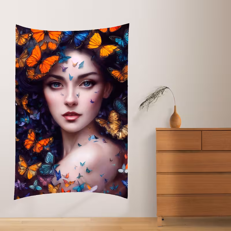 پوستر پارچه ای فیانی طرح تپستری بلک لایت FACE کد F38