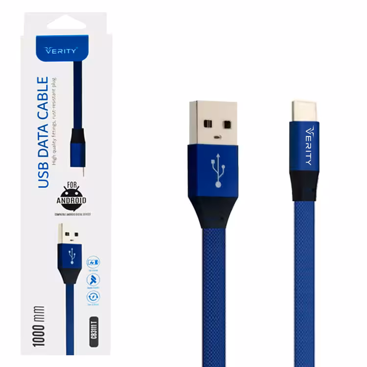 کابل دیتا و شارژ Type-C VERITY مدل 3111 آبی