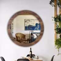 آینه الف مدل گرد چوبی دلسا قطر w-59