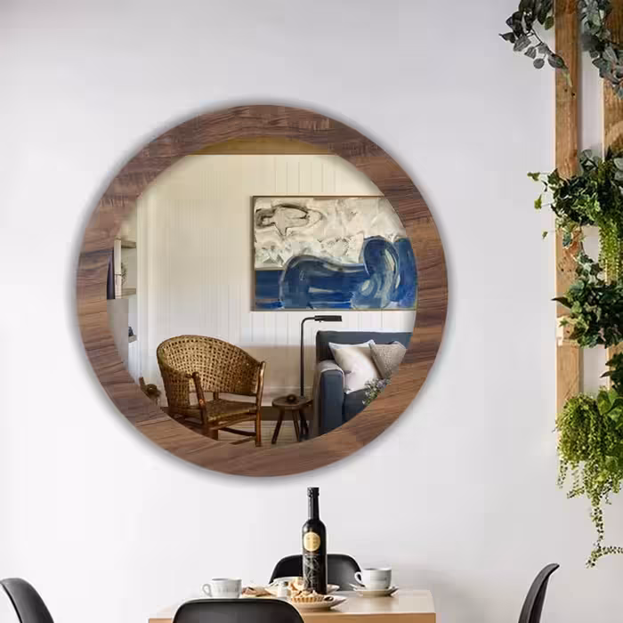 آینه الف مدل گرد چوبی دلسا قطر w-59