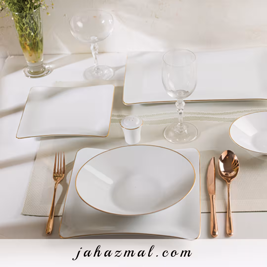 سرویس چینی زرین طرح زرین 30 پارچه (سفید لب طلا)