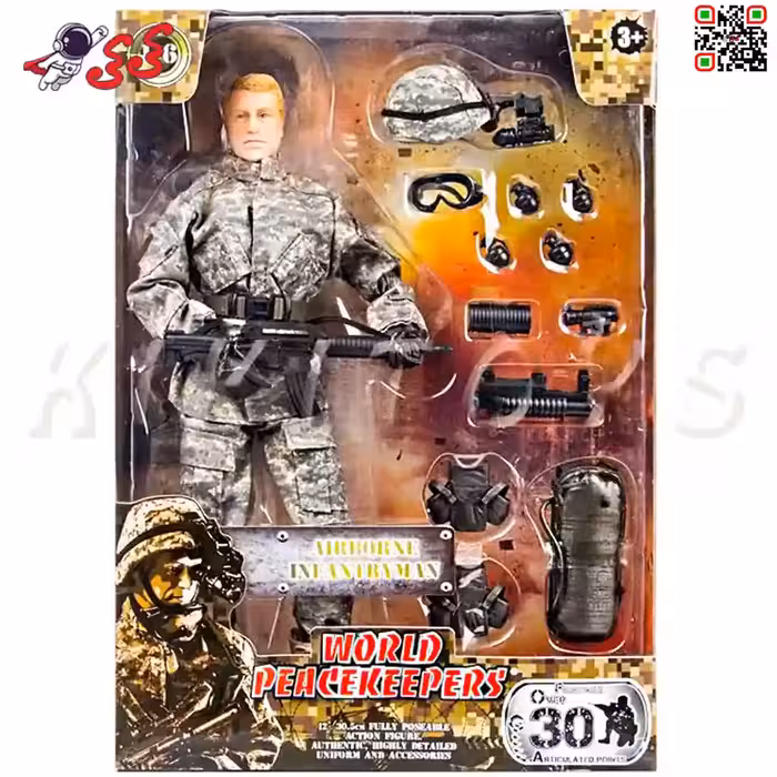 اکشن فیگور سرباز رنجر هوابرد با تجهیزات نظامی 90207 برند ام اند سی WORLD PEACEKEEPERS