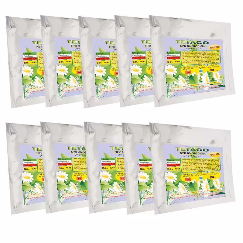 کود گیاهان خانگی تتاکو مدل سولفات پتاسیم NPK0-0-50 وزن 120گرم بسته 10 عددی