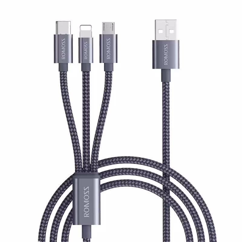 کابل تبدیل USB به microUSB/لایتنینگ/USB-C روموس مدل CB25A طول 1.5 متر