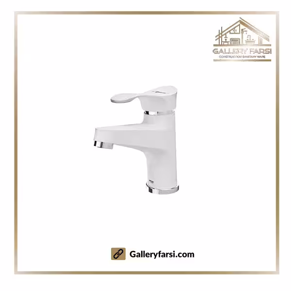 شیر روشویی شودر پایه کوتاه مدل لرد سفید کروم