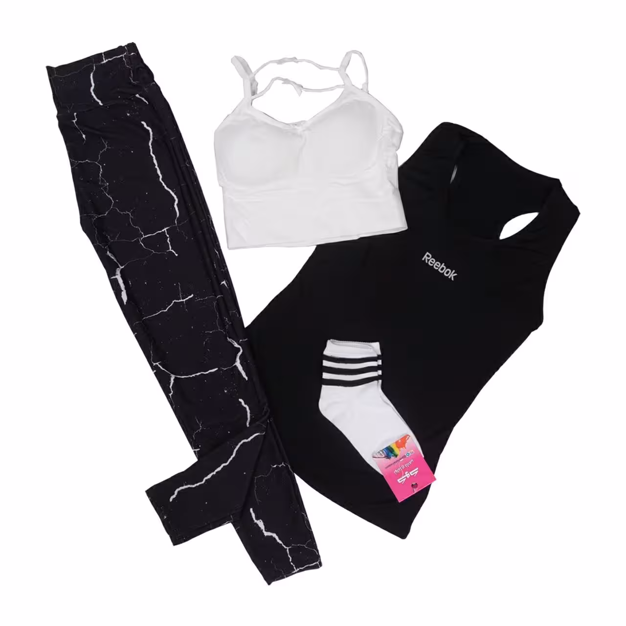 ست ورزشی سه تیکه سفید مشکی کد 1237