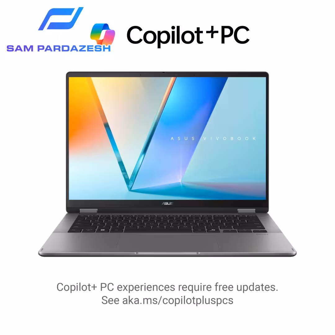 لپ تاپ ایسوس 16 اینچی ASUS Vivobook 14 Flip TP3407SA Copilot  PC Core Ultra 7 256V 16GB 1TB SSD Intel Arc | سام پردازش