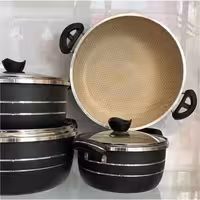 سرویس قابلمه 7 پارچه تفلون اسبیکو زنبوری سایز20-24-28 و تابه 28