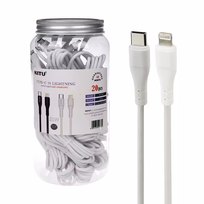 کابل بدون پک دبه ای تایپسی به آیفون فست شارژ نیتو NITU NC140 1.2m