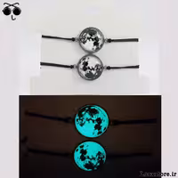 دستبند ست دختر و پسر مدل ماه شبتاب (آبی و سفید)