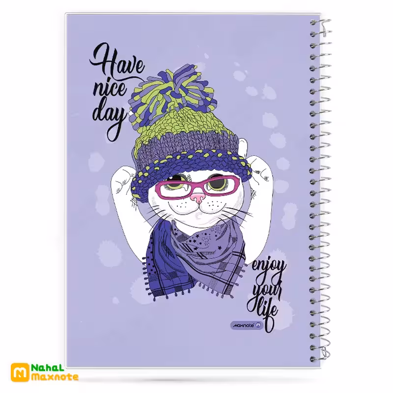 دفتر 50 برگ سیمی طلقی سگ و گربه کد 9524.طرح 3 دخترانه