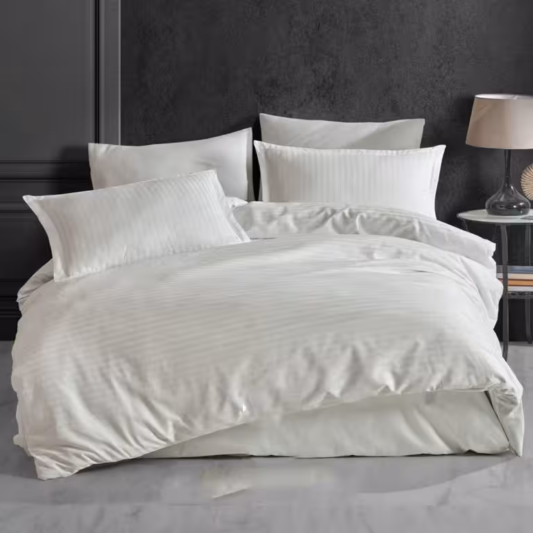 روتختی هتلی راه راه نخ پنبه کرم روشن