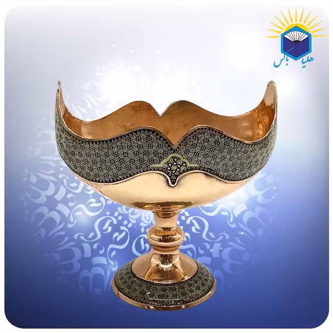 کشکول مس و خاتم کاری ساده 22 سانت