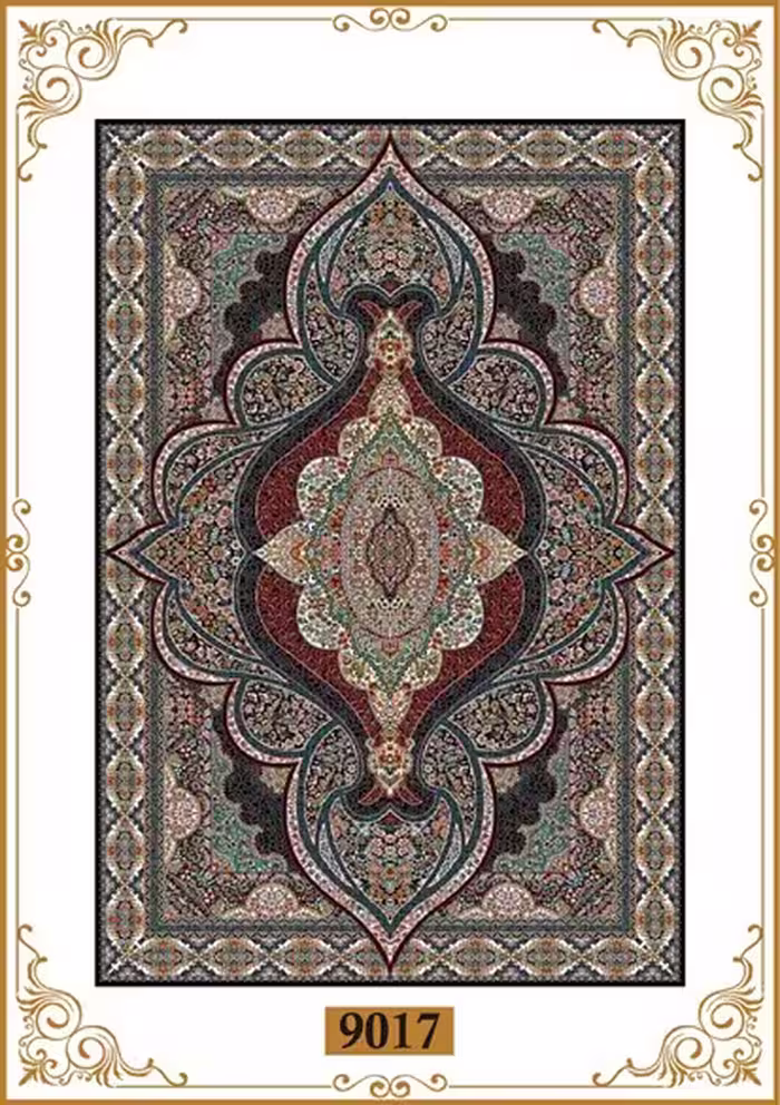 فرشینه چاپی 4 لایه ترمزگیر دار با طرح سنتی،پشت دات و چرم–تولید در ابعاد مختلف-کد 9018