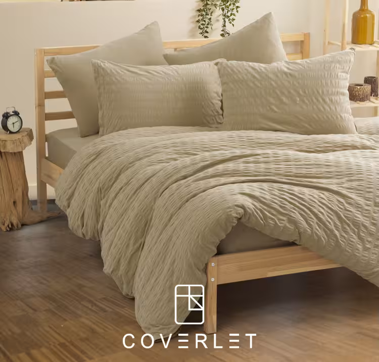 روتختی بژ دونفره طرح برجسته کاوری مدل Crepe