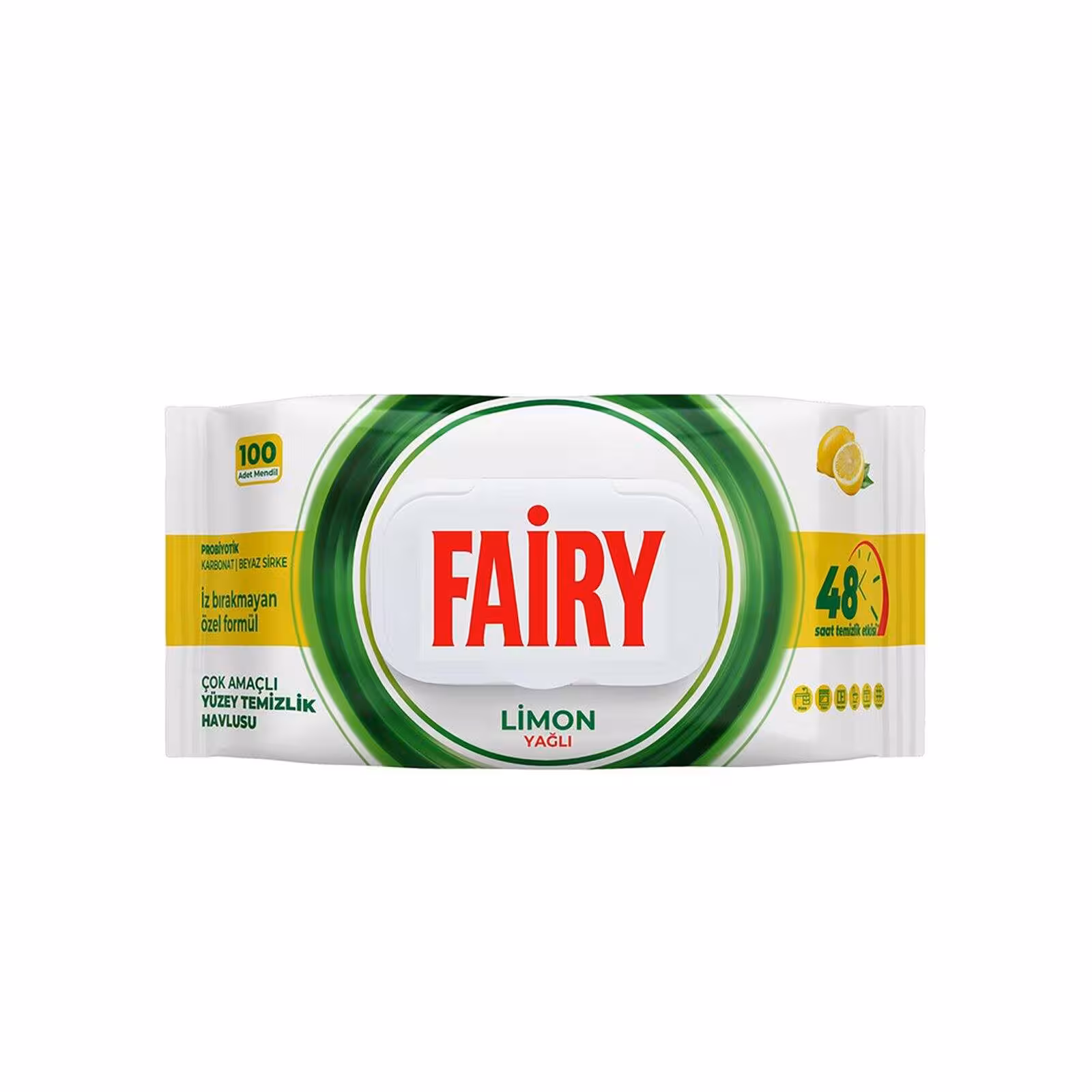 دستمال سطوح چند منظوره فیری با رایحه لیمو بسته 100 عددی