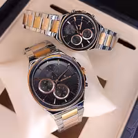 ساعت مچی ست استیل رومانسون رزگلد مشکی مدل MT2025-57G (سه موتوره)