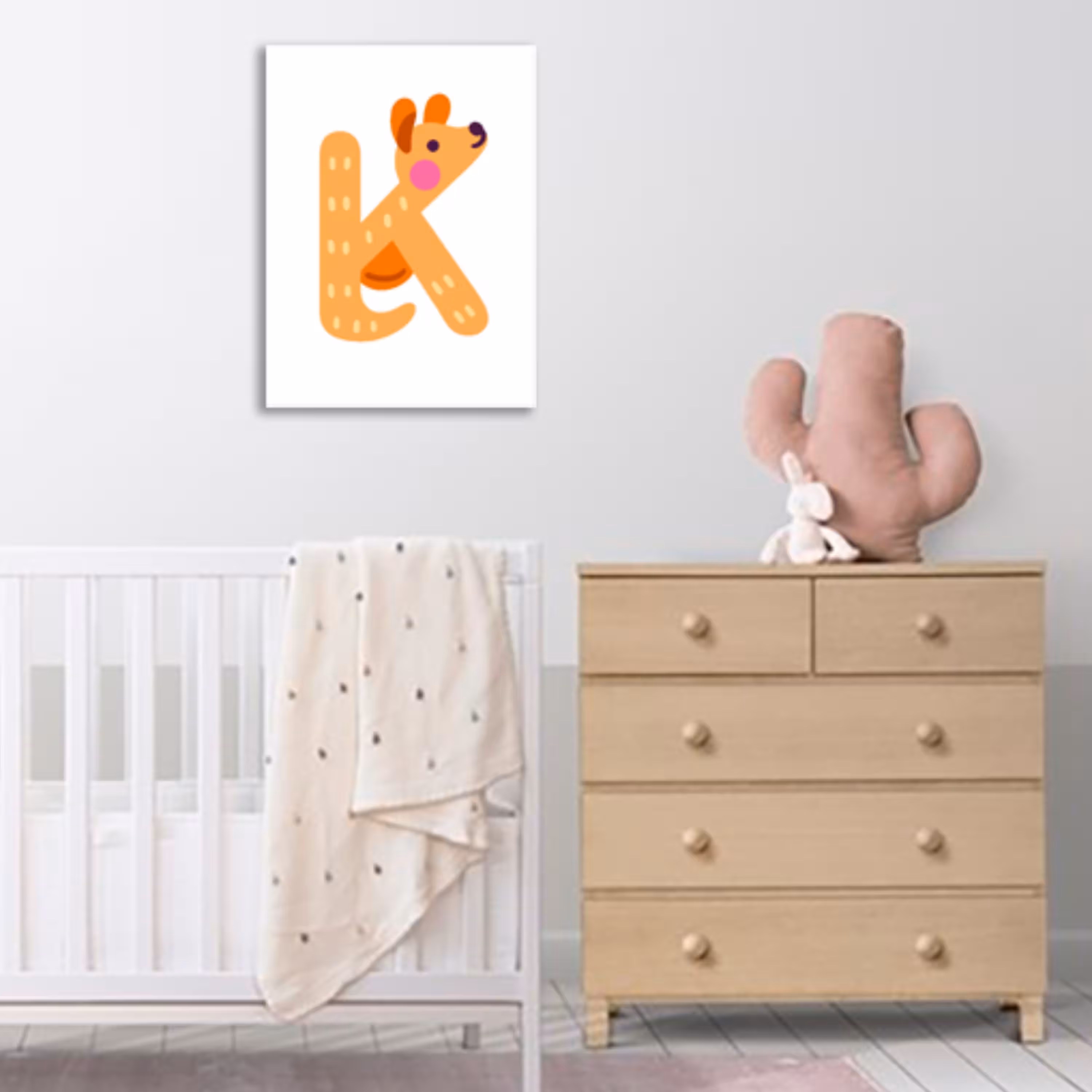 تابلو شاسی اتاق کودک حرف k در سایز 9 در 12 سانتیمتر