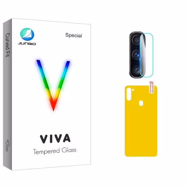 محافظ پشت گوشی جانبو مدل Viva Glass مناسب برای گوشی موبایل سامسونگ Galaxy M11 به همراه محافظ لنز دوربین