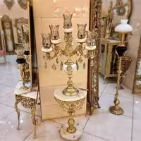 کنار سالنی رومیزی ترکیب سرامیک و برنز با 7 لامپ